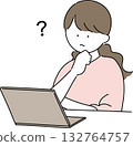 Illustration of a woman operating a personal computer 132764757