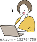Illustration of a woman operating a personal computer 132764759