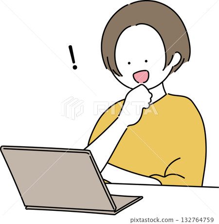 Illustration of a woman operating a personal computer 132764759