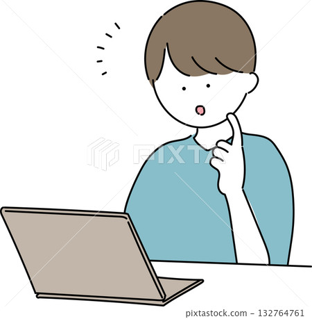 Illustration of a man operating a personal computer Illustration of a man operating a personal computer 132764761