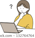 Illustration of a woman operating a personal computer 132764764