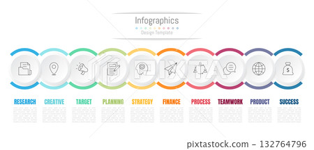 Infographic 10 options design elements for your business data. Vector Illustration. 132764796