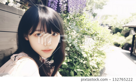 Asian woman gazing at the camera with clear eyes 132765222