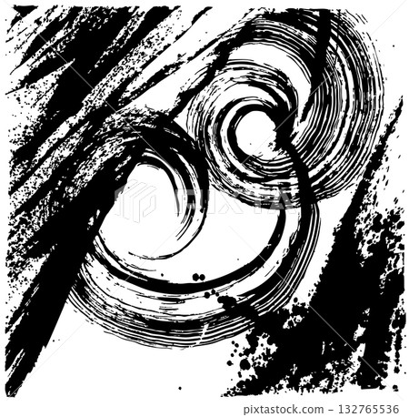 漩渦墨跡藝術背景 - 手繪書法插圖 132765536
