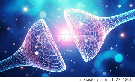 大腦神經元釋放多巴胺等神經傳導物質減少的三維示意圖 大腦神經元釋放多巴胺等神經傳導物質減少的三維示意圖 132765891