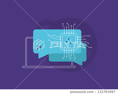 AI chatbot automation - customer support with... - Stock Illustration ...