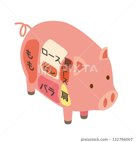Illustration of edible parts of pork Illustration of edible parts of pork 132766007