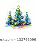 the AI Image Generator, Beautifully Decorated Christmas Tree with Snow 132766096