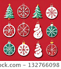 the AI Image Generator, Festive Christmas Ornament Patterns Featuring Snowflakes 132766098