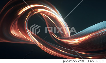 Bright Futuristic Neon Ribbons Creating Abstract Fluid Waves 132766110