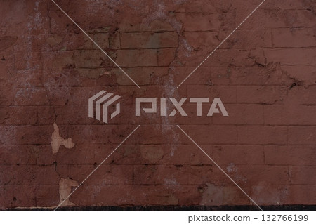 Rustic Red Brick Wall with Distressed Charm 132766199