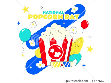 National Popcorn Day Vector Illustration On January 19 Featuring A Big Box Of Popcorn For Enjoying Movies In A Flat Style Cartoon Background National Popcorn Day Vector Illustration On January 19 Featuring A Big Box Of Popcorn For Enjoying Movies In A Flat Style Cartoon Background 132766202