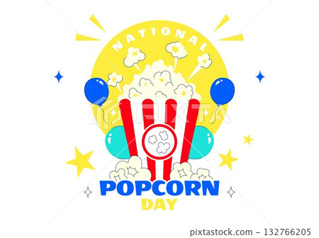 National Popcorn Day Vector Illustration On January 19 Featuring A Big Box Of Popcorn For Enjoying Movies In A Flat Style Cartoon Background National Popcorn Day Vector Illustration On January 19 Featuring A Big Box Of Popcorn For Enjoying Movies In A Flat Style Cartoon Background 132766205