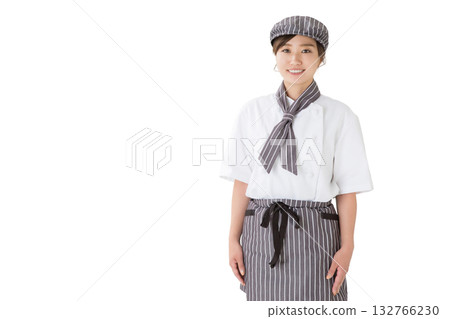 A woman wearing a chef's coat (cutout) A woman wearing a chef's coat (cutout) 132766230