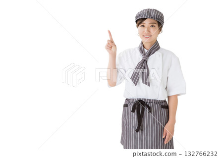 A woman wearing a chef's coat (cutout, cutout, point, recommendation, guide, introduction) A woman wearing a chef's coat (cutout, cutout, point, recommendation, guide, introduction) 132766232