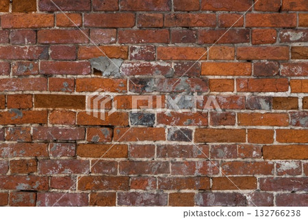 Worn Brick Wall with Distressed Texture Worn Brick Wall with Distressed Texture 132766238