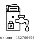 The information in the string-tied envelope is leaking through the faucet. The envelope has been opened. 132766454