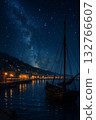 Starry night view of the harbor 132766607