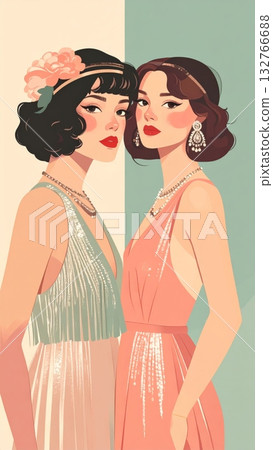 Gatsby-style Elegant Lady vintage art 132766688
