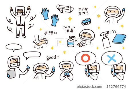 食品工廠和食堂員工插圖集 132766774