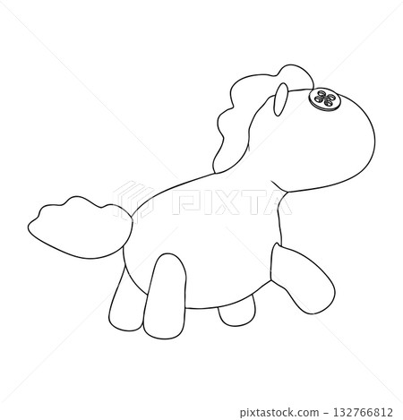 Outline for Coloring of Horse Plush Cute and Funny Toy. Vector Illustration. Outline for Coloring of Horse Plush Cute and Funny Toy. Vector Illustration. 132766812