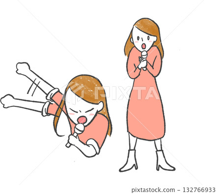 A woman singing a song passionately A woman singing a song passionately 132766933