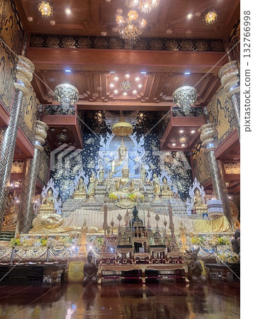Golden Buddha statue inside Longkun Temple Golden Buddha statue inside Longkun Temple 132766998
