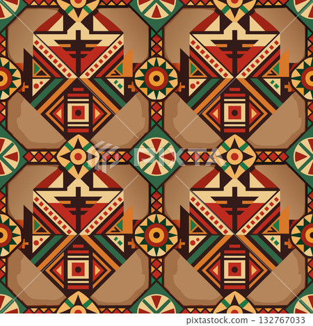 seamless vector pattern in the style of art deco, vintage, retro, vintage, wallpaper, design, textile, wrapping paper, packaging, background 132767033