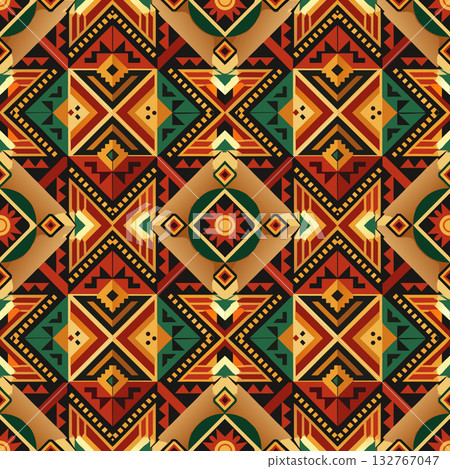 seamless vector pattern in the style of art deco, vintage, retro, vintage, wallpaper, design, textile, wrapping paper, packaging, background 132767047