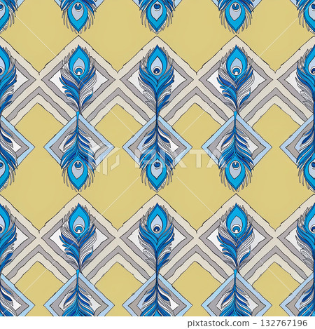 seamless vector pattern in the style of art deco, vintage, retro, vintage, wallpaper, design, textile, wrapping paper, packaging, background 132767196