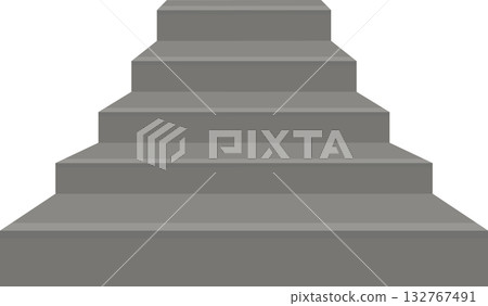 從正面看到的向上樓梯的簡單示意圖 132767491