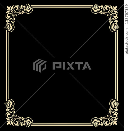 Decorative frame Elegant vector element for design in Eastern style, place for text. Floral black and golden border. Lace illustration for invitations and greeting cards Decorative frame Elegant vector element for design in Eastern style, place for text. Floral black and golden border. Lace illustration for invitations and greeting cards 132767589