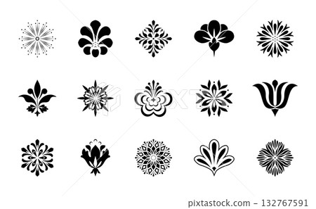 Flower icons set. Isolated elements for design. Vector graphics. Flower icons set. Isolated elements for design. Vector graphics. 132767591