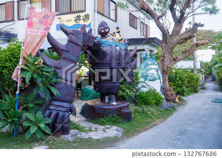 A homemade object displayed at a guesthouse at the port. Zamami Port, Zamami Island, Kerama Islands, Shimajiri District, Okinawa Prefecture - 2025 A homemade object displayed at a guesthouse at the port. Zamami Port, Zamami Island, Kerama Islands, Shimajiri District, Okinawa Prefecture - 2025 132767686