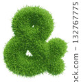 Vector green grass ampersand on isolated background 132767775
