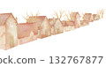 Illustration of a ruined cityscape and dead trees. Watercolor cutout material. 132767877