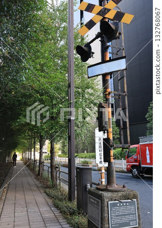 The remains of the Hamarikyu-mae railroad crossing in Chuo Ward, Tokyo 132768067