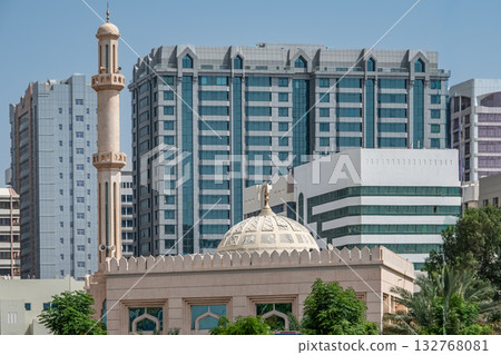 UAE, United Arab Emirates, Abu Dhabi downtown financial center skyline. UAE, United Arab Emirates, Abu Dhabi downtown financial center skyline. 132768081