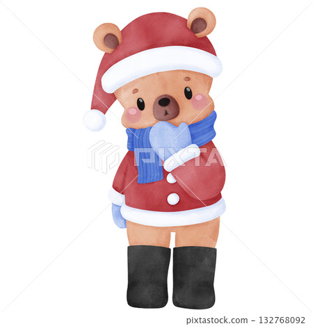 Little Santa bear cartoon  132768092