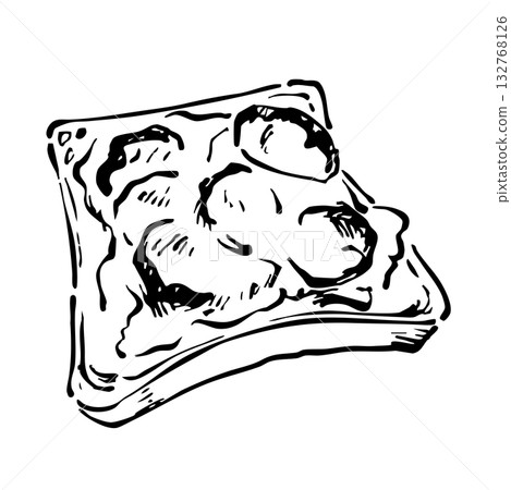 手繪單色披薩吐司插圖 132768126