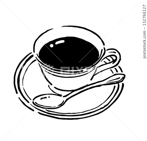 單色手繪咖啡插圖 132768127