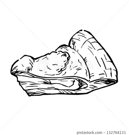 Hand-drawn illustration of apple pie, monochrome Hand-drawn illustration of apple pie, monochrome 132768131