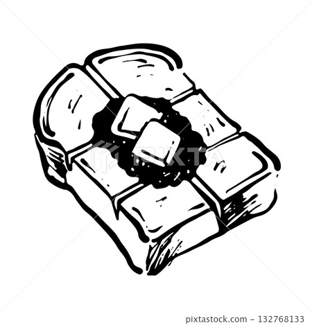 手繪單色小倉奶油吐司插圖 132768133