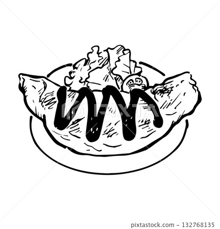 手繪單色煎蛋米插圖 手繪單色煎蛋米插圖 132768135