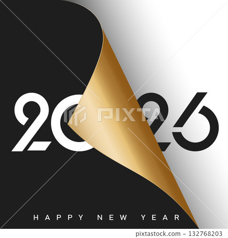 Happy New Year 2026 concept with golden page turn. Vector Happy New Year 2026 concept with golden page turn. Vector 132768203