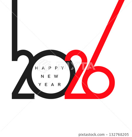 Modern Happy New Year 2026 logo with split typography. Vector 132768205
