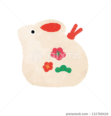 Year of the Rabbit figurine illustration in watercolor style 132768426