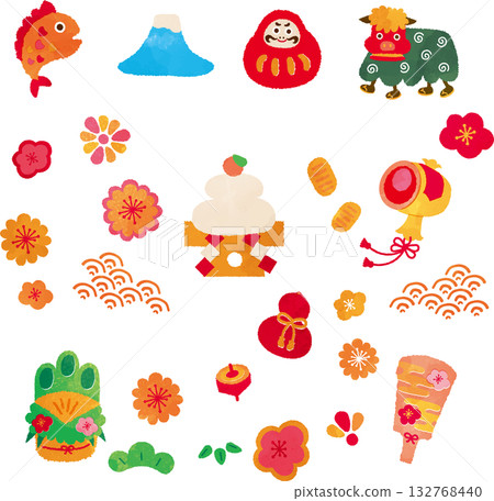 New Year's lucky charm illustration set New Year's lucky charm illustration set 132768440