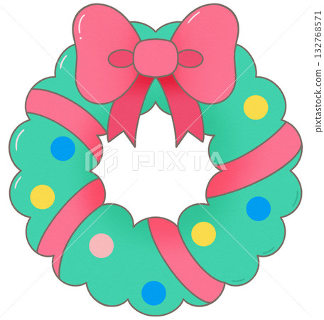 Cute Wreath of mistletoe Colorful Christmas elements 132768571