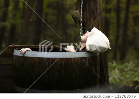 Cute woman enjoying the sauna 132768579